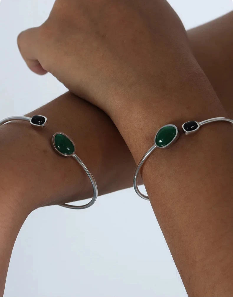 Green & Black Agate Bracelet