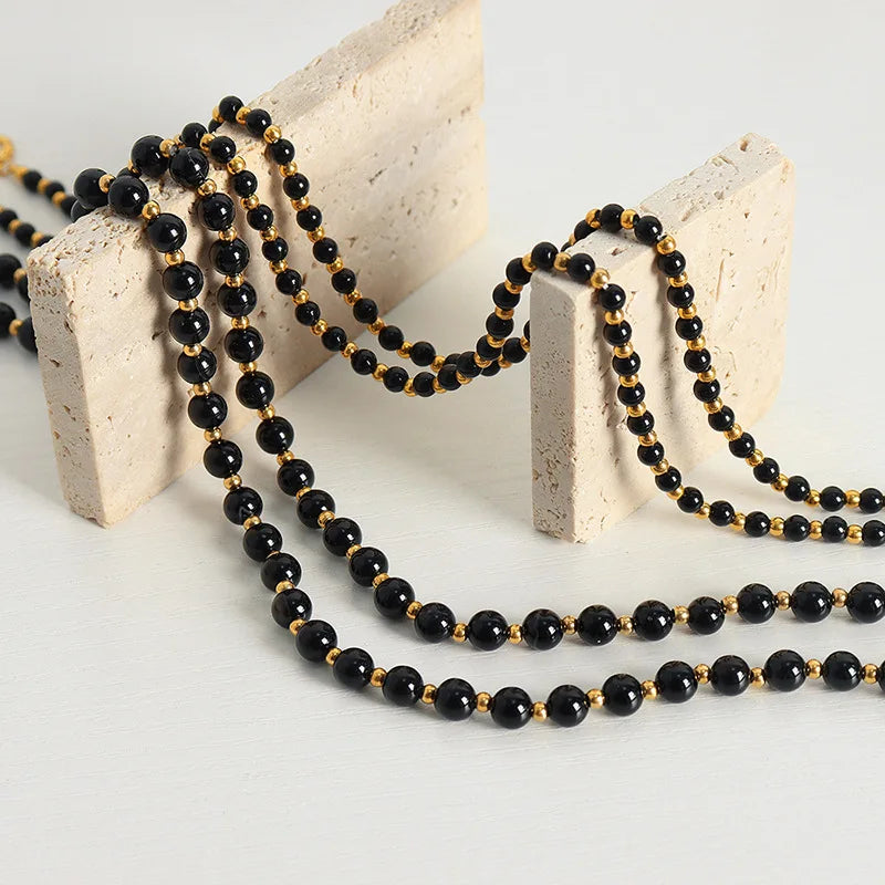 Round Black Agate Necklace