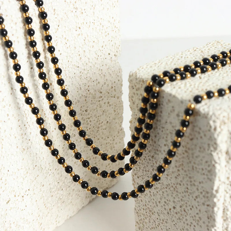 Round Black Agate Necklace