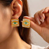 Rhinestone Enamel Earrings